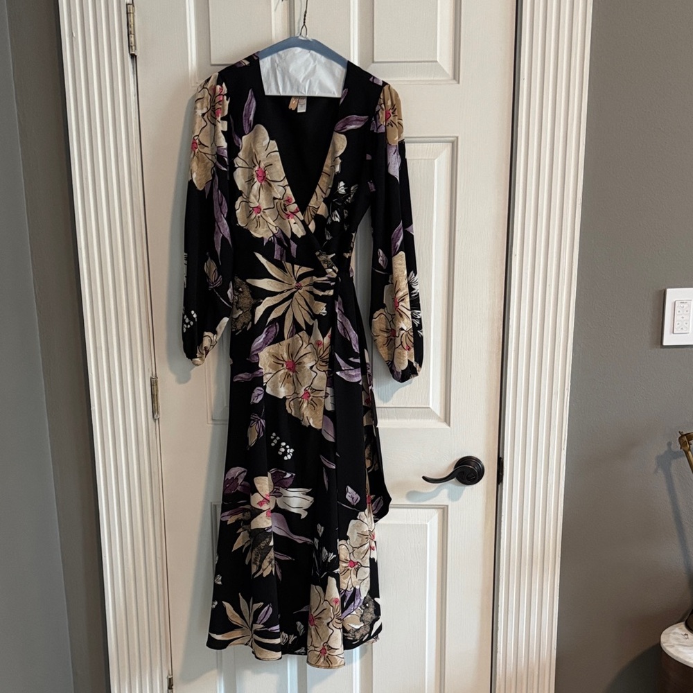 Hutch Floral Black Wrap Dress XSP